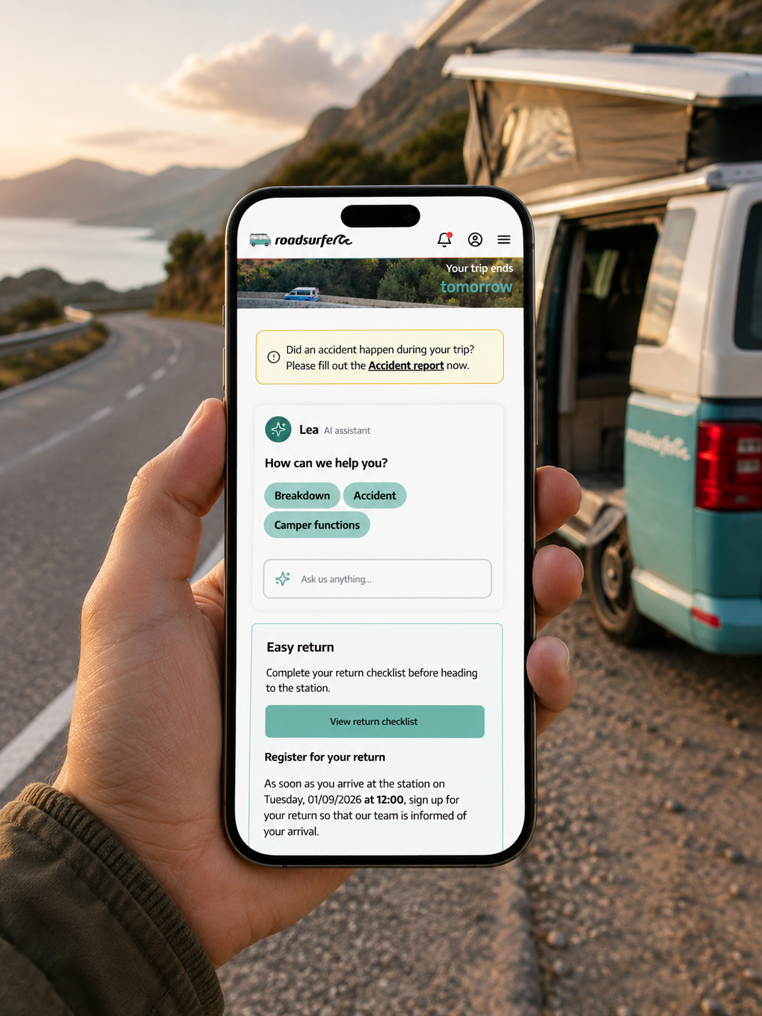 roadsurfer chatbot mockup