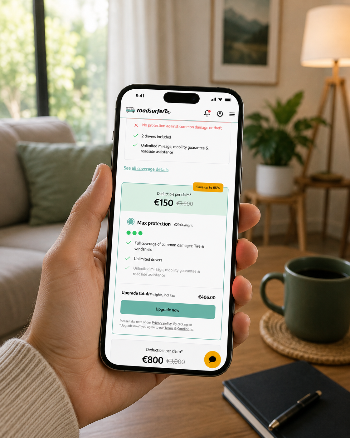 Protection package upsell mockup